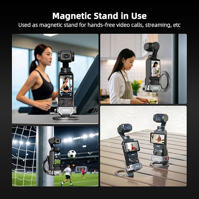 BRDRC Pocket 3 Magnetic Mount, Phone Holder for MagSafe Aluminum Alloy Magnet Expansion Adapter with Cold Shoe for DJI OSMO Pocket 3 Creator Combo Accessories (with Protective Cover)