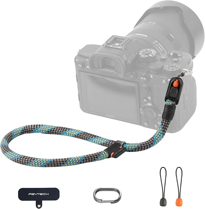 PGYTECH Camera Wrist Strap Slim Outdoor Style, Adjustable Quick Release Anti-Drop Camera Hand Strap for Sony/Nikon/Canon/Gopro Cameras/Mirrorless/Smartphone, 55.1lb Capacity, Aurora Blue