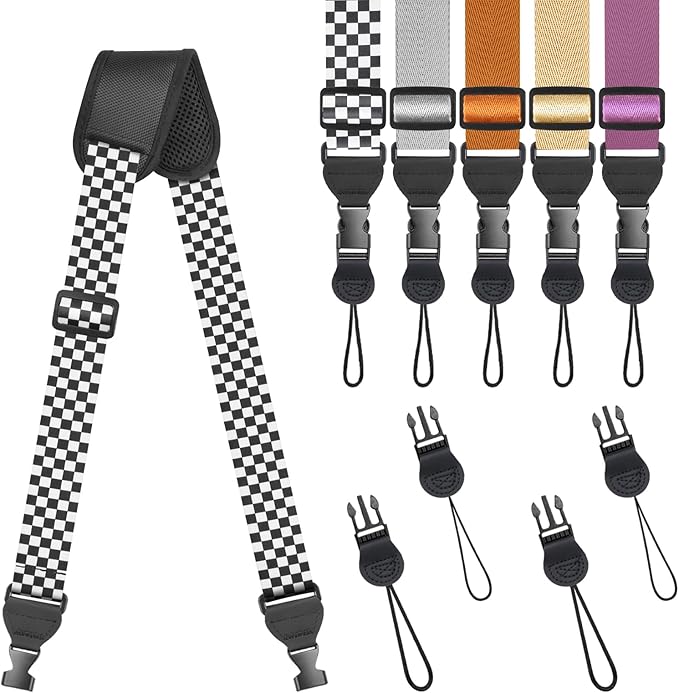 Universal Shoulder Strap, Sandwich Mesh Padded Neck Lanyard, Replacement Comfortable Bag Strap for Camera, Cellphone Tablet,iPad, Laptop, Luggage Bag, Binocular(Black and White Checkered)