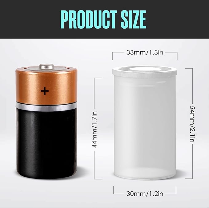 Houseables Film Canisters with Caps, Film Canisters, 35mm Case, Containers with Lids, Cannister for Rockets, Empty Camera Reel Holder, Coin Storage, White, Plastic, Bottle, 8oz, 2"Hx1"W, 60 Pack, Bulk