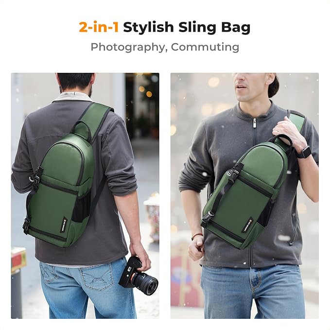 K&F CONCEPT Camera Sling Bag Crossbody Bag Camera Shoulder Backpack DSLR/SLR/Mirrorless Photography Bags Compatible with Canon/Nikon/Sony/Fuji/Gopro/DJI