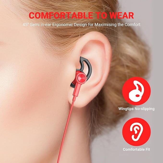 USB C Headphones for iPhone 17 Air 16 Pro Max 15, Type C Earphones with Microphone Magnet HiFi Stereo Wired Earbuds for Samsung Galaxy S26 S25 Ultra S24+ 23 A53 S21 S20 FE Flip 7 6 Fold/Pixel 10, Red