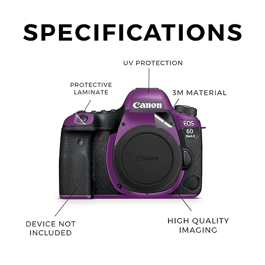 Camera Skin Compatible with Canon EOS 6D Mark II Camera (2017) - Solid Purple - Premium 3M Vinyl Protective Wrap Decal Cover - Easy to Apply | Crafted in The USA by MightySkins
