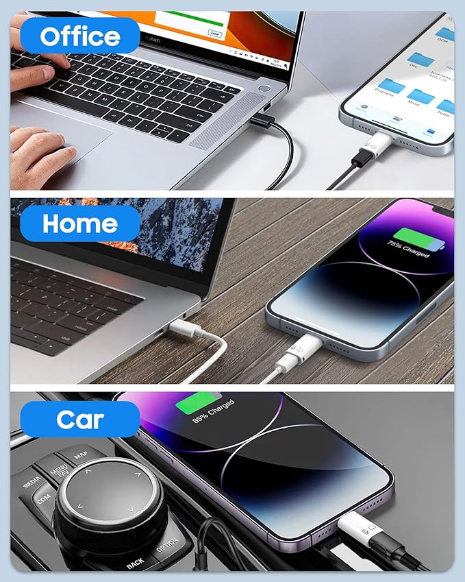 MoKo for DJI Mic Mini USB C to Lightning Adapter, Lightning to USB C Aduio Adapter Compatible with iPhone 14/13/12/11/Wireless Microphone Receiver, Support Charging, Data Transfer, Earpods