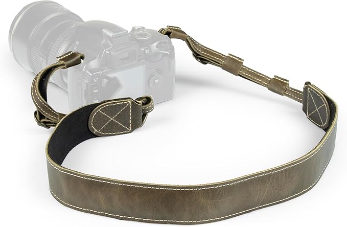 MegaGear Personalized Genuine Leather Camera Strap Custom Engraved DSLR & SLR Shoulder/Neck Strap