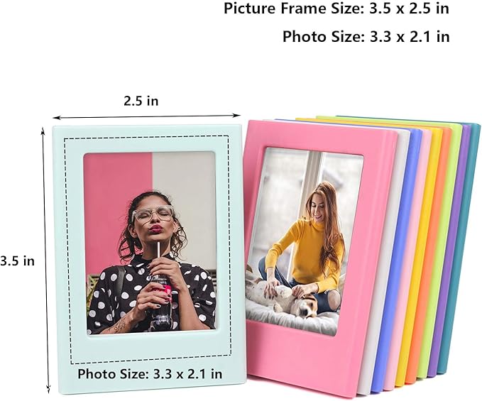 15 Pack Magnetic Small 2x3 Picture Frames for Polaroid Fujifilm Instax Mini Film, Cute Multiple Colorful Tiny Small 2 by 3 Inch Collage Photo Display Bulk Set for Fridge