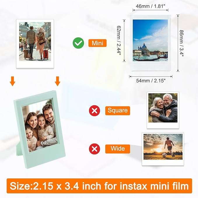 uxcell 8 Pcs Mini Picture Frames 2.4 x 3.6 Inch Rectangle Small Picture Photo Frame Holder for Tabletop Display Photos Paintings Landscape Posters Artwork, Light Green