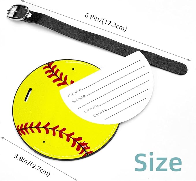 2 Pieces Softball Print Luggage Tags