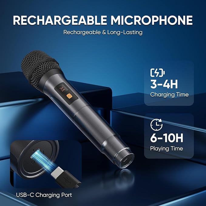 Karaoke Machine, Portable Bluetooth Speaker with 3 Wireless Microphones for Adults & Kids with Lights, Karaoke Microphone with PA System Supports USB/TF/FM/AUX for Home Party Home System Packages