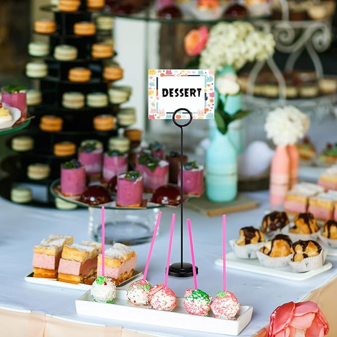 Otoolling 20 Pcs Table Number Holders 4/6/8/10 Inch Place Card Holder Stands Wire Photo Clips Metal Table Card Stands for Centerpieces, Photos, Food Signs, Birthdays, Weddings(Black)