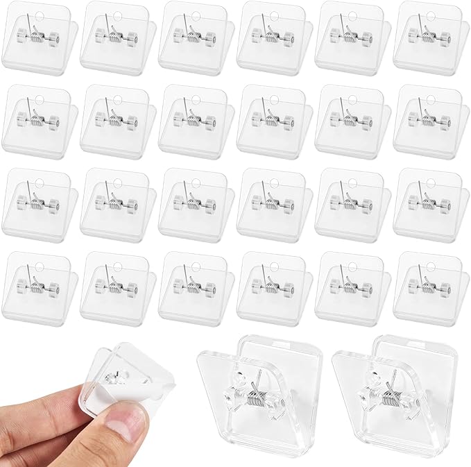 Uixitoil 100 Pieces Self Adhesive Clips Tapestry Hangers for Posters, Photos, and Postcards, Clear Sticky Clips for Office, Home, School Decorations