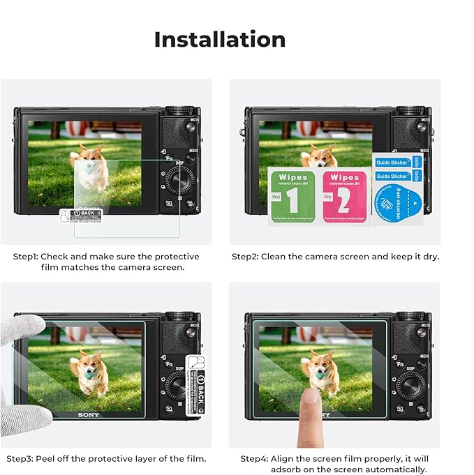 K&F CONCEPT 3 Pack Camera Screen Protector Compatible with Sony RX100 VII, 0.3mm 9H Hardness Tempered Glass Cover Anti-Scratch Bubble-Free