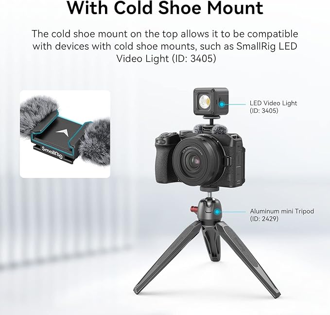 SmallRig Noise-Reduction Windsheild for Nikon ZR/Z 30, Made of Nylon and Fiber, with Cold Shoe Adapter and Rubber Cushions- 3859