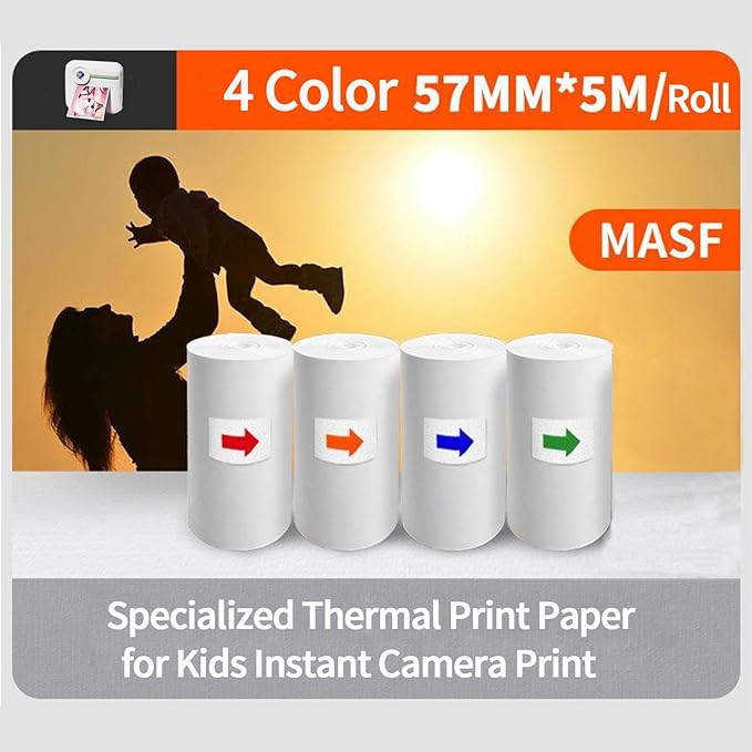 Kids Camera Instant Print, 2.4 Inch Screen Instant Camera,1080P HD Kid Camera Instant Printing with Print Paper and 32GB SD Card,Christmas Birthday Gifts (Specialized Printing Paper 4 Rolls)