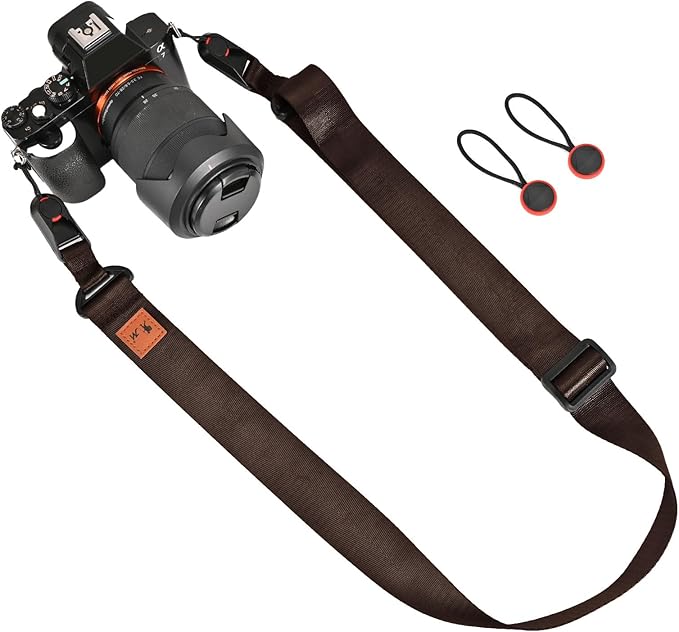 Yuenoks Camera Strap with Quick Release Buckles, Adjustable Camera Neck Strap 31.5-51 inch Shoulder Camera Strap Compatible with Nikon Canon Sony Olympus DSLR Camera-Brown