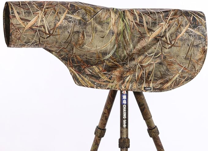 CHASING BIRDS Camouflage Waterproof Opaque Anti-UV Rain Covers Raincoat for Camera and Lens Compatible with Canon Sony Nikon Sigma Tamron Fujifilm Olympus 300/400/500/600/800mm (Reed Camouflage, L)