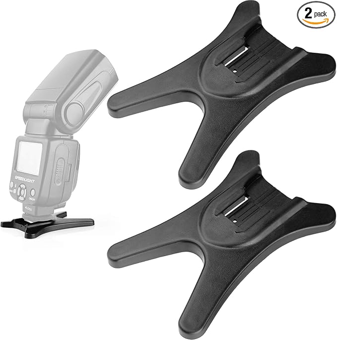 Anwenk Camera Flash Stand with Hot Shoe Mount and 1/4" Metal Tripod Thread for Speedlight Speedlite - Canon, Nikon, Sigma, Olympus, Panasonic, Pentax - 2 Pack