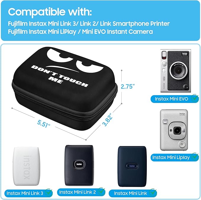 FINTIE Portable Case Compatible with Fujifilm Instax Mini Link 3 2 1 Smartphone Printer, Hard EVA Carrying Bag For Instax Mini Liplay/EVO Instant Camera, Dont Touch