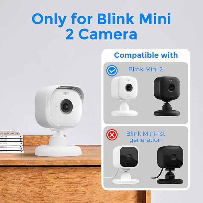 Camera Cover Compatible Blink Mini Silicone Skin Case, Anti-Scratch Protective Blink Mini Cover Bracket, Weather-Proof 360 Degree Protective Adjustable Indoor/Outdoor Small Mount (White)