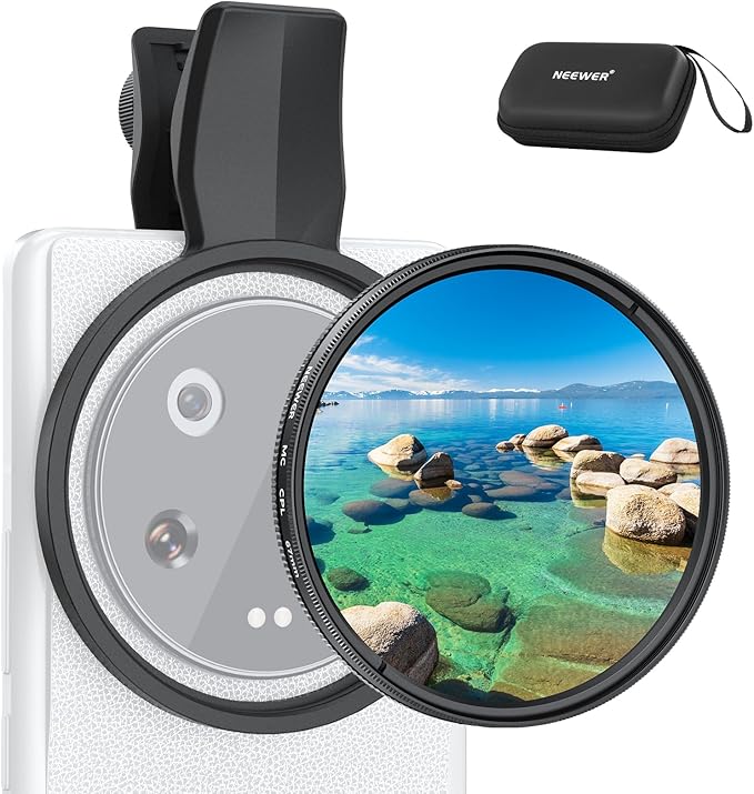 NEEWER 67mm Clip On CPL Filter for Phone, Circular Polarizing Polarizer Camera Lens Photography Accessories Kit Compatible with Android Samsung Galaxy S25 Ultra Google Pixel Huawei Xiaomi, FL-B19