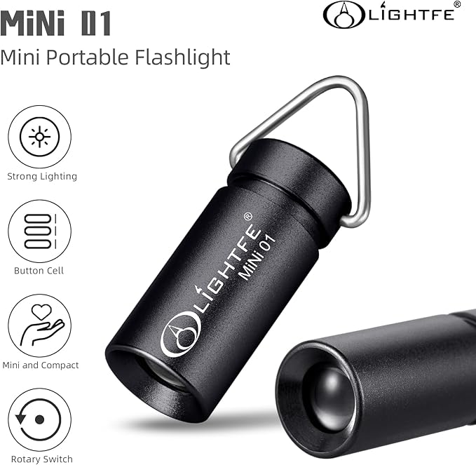 LIGHTFE MINI01 Keychain Flashlight mini Keychain Light is Light, Small, and Bright (Mini01 Black)