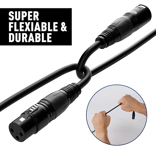 XLR Cable Microphone Cable 15 Feet,Elecan Heavy Duty Balanced XLR Speaker Cable (From 25-200FT) 3-Pin Shielded Male to Female Mic Cord,DMX Stage Lighting Patch Cable for Speaker Systems Mixer+10 Ties