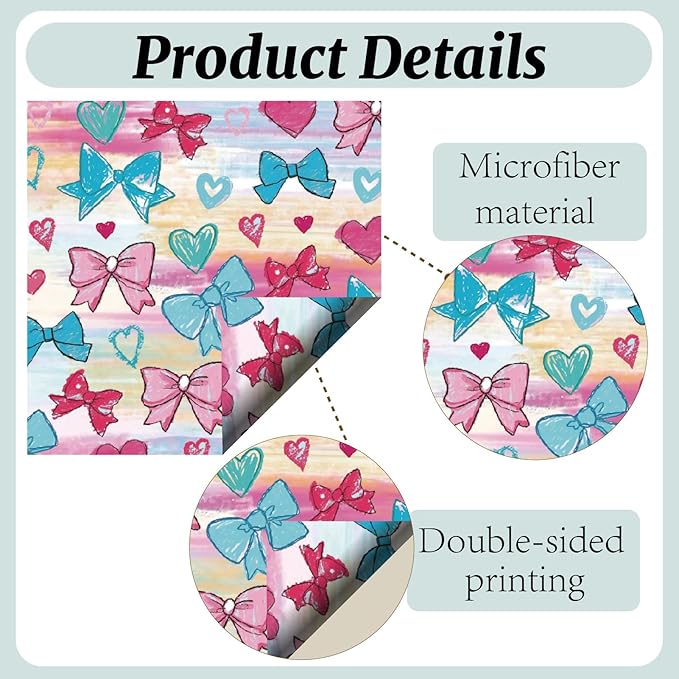 CREATCABIN 6 Packs Thickened Glasses Cleaning Cloth Pink Bowknot Heart Design Microfiber Cleaning Cloth Multi-Colored Eyeglass Cleaning Cloths Soft Wipes for Reusable Eyeglass Phone Screens 6 x 6 Inch