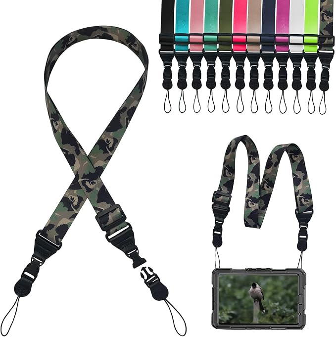 Adjustable Shoulder Strap:Comfortable iPad Strap Nylon Neck Lanyard for iPad/Samsung Tablet Case,Camera Binocular Crossbody Laptop Luggage Bag(Camouflage color)