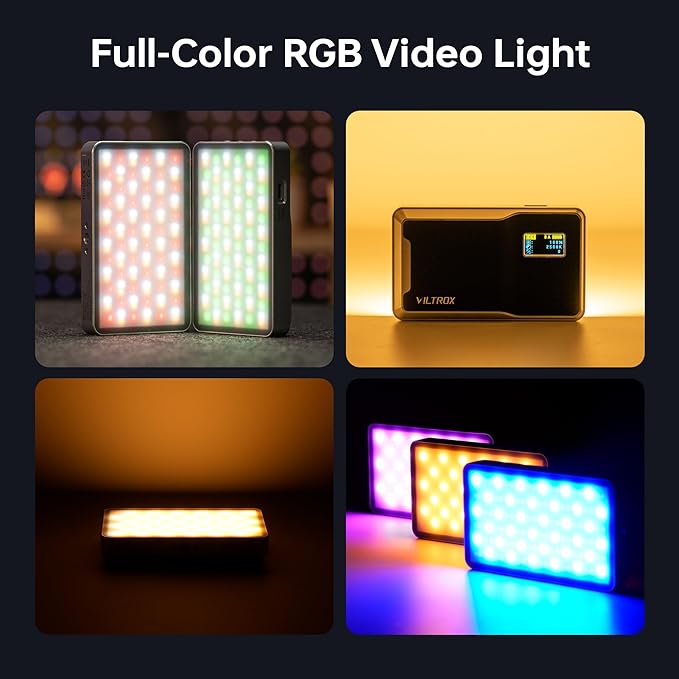 RGB Video Light Kit, 6000mAh Portable Camera Light 8W Output Power, LED Video Light Panel, 2500-8500K CRI TLCI 97+ Photograhy Lighting, with Mini Tripod, 60cm Reflector