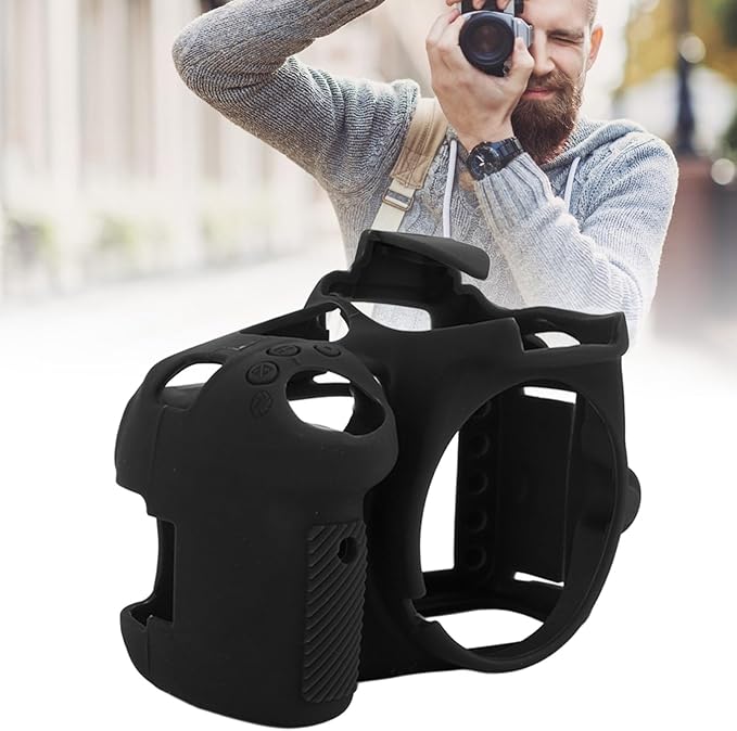 Silicone Camera Case for D3100, Rubber Housing Protective Cover Anti Shock Anti Slip DSLR Skin Cover, Full Body Detachable Cage (Black)