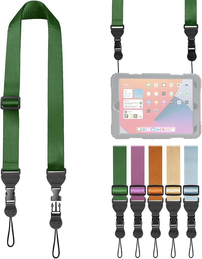 Comfortable Shoulder Strap, Nylon Camera Strap, Adjustable Neck Strap for iPad, Cellphone Tablet, Camera, Laptop, Binocular, Luggage Bag (Dark Green Universal Lanyard)