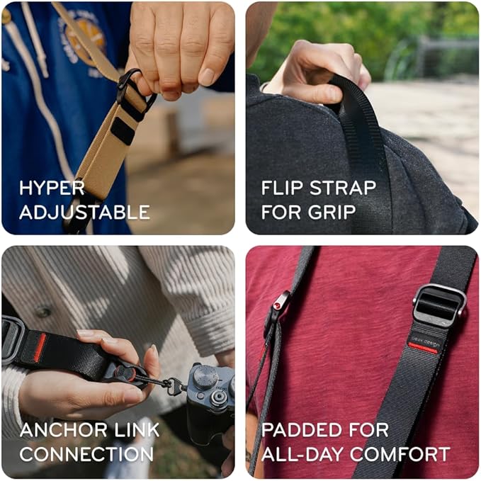 Peak Design Slide Lite Camera Strap, Ocean, Configurable as a Sling, Neck or Shoulder Strap, Quick Release and Connection, Smooth and Grippy Side, Camera Straps for Photographers, 200 lb Capacity