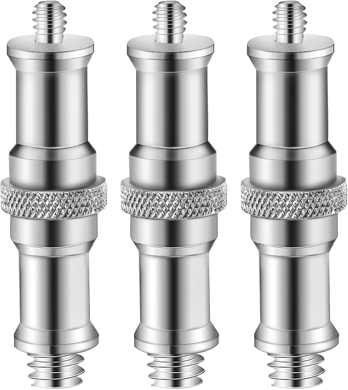 3 Pieces Standard 1/4 to 3/8 inch Metal Male Convertor Threaded Screw Adapter Spigot Stud for Studio Light Stand, Hotshoe/Coldshoe Adapter, Ball Head, Wireless Flash Receiver, Trigger