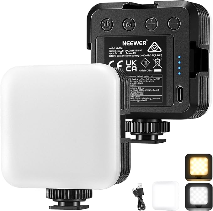 NEEWER LED Video Light,Portable Bi-Color 3200K~5600K Dimming Lights for Cameras, CRI 97+, 8 Scene Modes, 2000mAh Rechargeable Battery for Gaming/YouTube/Vlog/Photography - NL-36AI