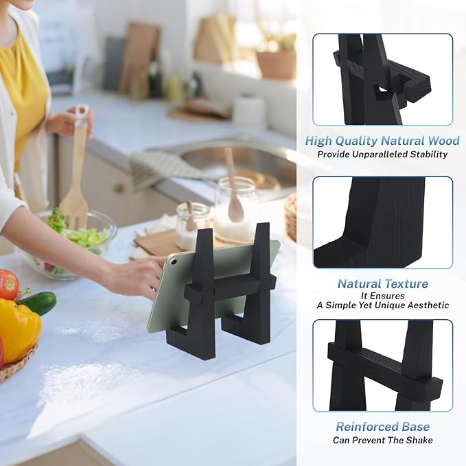 Wooden Plate Stand for Display - 8.8 Inch Wooden Picture Frame Holder Decorative Tabletop Easel for Plates, Photos, Recipes | Solid Wood Durable & Space-Saving Design