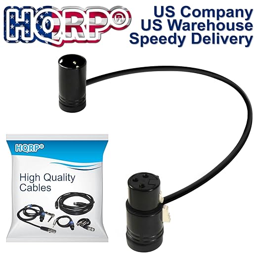 HQRP 2-Pack 3-Pin XLR Female to 3-Pin XLR Male Adjustable-Angle Low-Profile Cables Compatible with Sound Devices 302, 552, 633, 688, 788T Mixer/Recorder