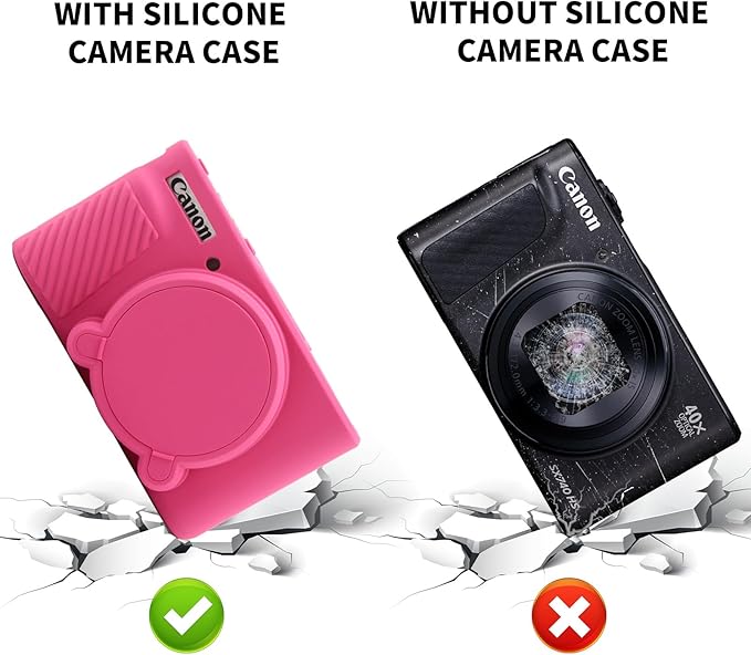 SX740 Camera Case, SX740 Camera Cover Silicone Sleeve Protective Case with Removable Lens Cover, Anti-Scratch Soft Camera Body Skin for Canon PowerShot SX740/SX730 HS Digital Camera,Rose