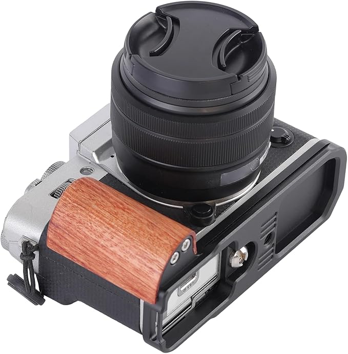 Camera Quick Release Plate Wooden Handle L-Bracket with Cold Shoe Adapter for Compact Digital Camera Tripod Tripod Mounting