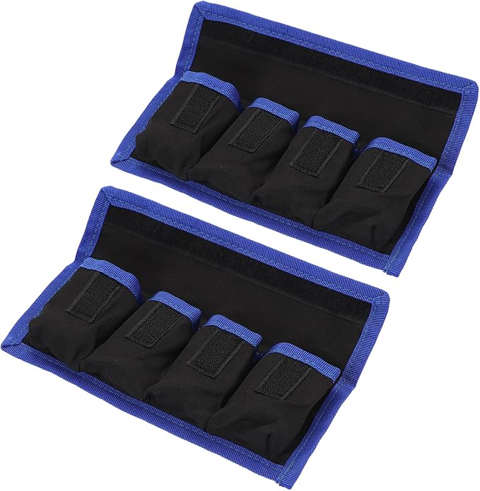 PATIKIL Camera Battery Pouch Cases, 4 Pocket Nylon DSLR Battery Case Holder Storage Bag for AAA, LP-E6, LP-E8, NP-FW50, EN-EL14, EN-EL15 Batteries (Blue)