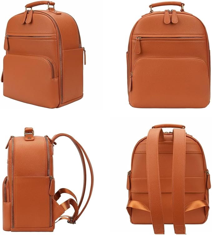 Small Camera Backpack, Classic PU Leather for DSLR, Professional Camera Bag for Photographers with 11 Inch Pad/Tablet Compartment, 10L Brown