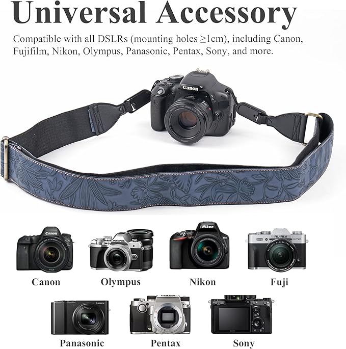 QIELIZI Lifestyle Camera Strap,Vintage Adjustable Vintage Neck & Shoulder Strap for All DSLR Cameras