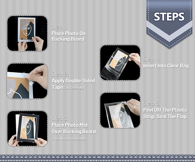 Golden State Art, Pack of 100, Acid-Free Crystal Clear Sleeves Storage Bags for Photo Prints Framing Mats Mattes (Bag Size: 8 1/4 x 8 1/4 Inches for 8X8 Mats)