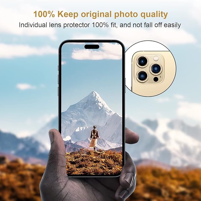 Jeluse Camera Lens Protector for iPhone 17 Pro Max/17 Pro/16 Pro Max/16 Pro/15 Pro Max/15 Pro/14 Pro Max/14 Pro, 9H Tempered Glass Screen Protector Cover Alignment Kit Metal Individual Ring