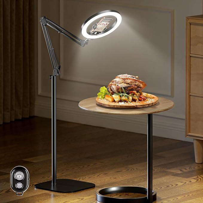 LUXSURE Tripod for iPhone with Light,71" Overhead Phone Mount with Phone Holder,Adjustable Ring Light with Stand and iPhone Tripod for Video Recording,Cooking,Painting,TikTok,YouTube