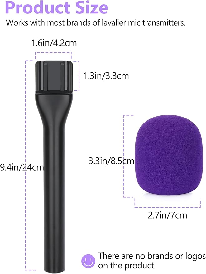 YOUSHARES Handheld Adaptor with Foam Cover, Compatible with Rode and DJI Wireless Microphones for Interviews (Purple Foam)