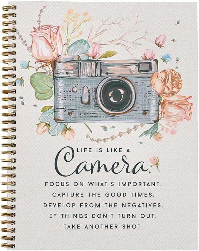 Gotcha Covered Notebooks Softcover Camera 8.5" x 11" Motivational Spiral Notebook/Journal, 120 College Ruled Pages, Durable Gloss Laminated Cover, Gold Wire-o Spiral. Made in the USA