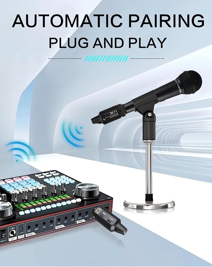 Aroma 2.4GHz Wireless XLR Transmitter and Receiver, 130ft Range, 7-Channel, 10H Battery, Plug & Play, Wireless Microphone Adapter for Dynamic Mics/PA System/Live Sound/Mixer/Church (ARC3-N2)