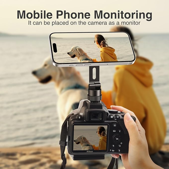 elitehood Magnetic Phone Tripod Mount for Magsafe, Aluminum iPhone Tripod Mount Adapter with 1/4” Screw, Cold Shoe Phone Holder for Camera, Compatible with iPhone 16/15/14/13 Series