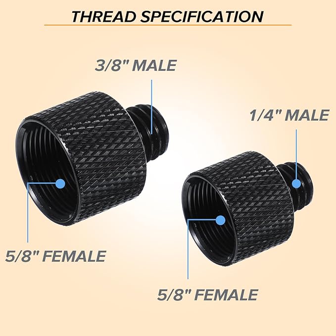 Mic Stand Adapter Mic Screw Adapter Thread 5/8 to 1/4 and 5/8 to 3/8 Microphone Stand Adapters for Microphone Tripod and Camera