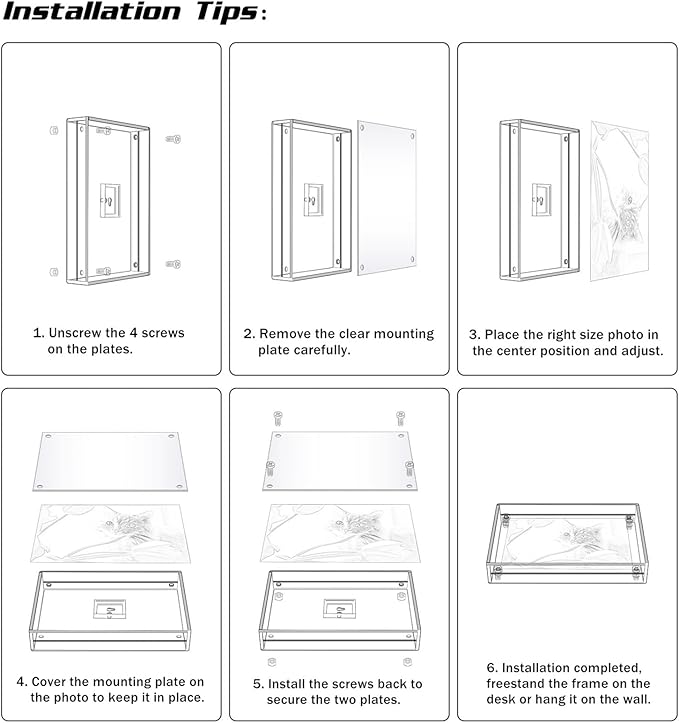 Gelite Acrylic 8X10 Picture Frame to Display 8x10 6x8 5x7 Pictures Mat-free Neon Floating Photo Frame for Wall and Tabletop, Neon Orange